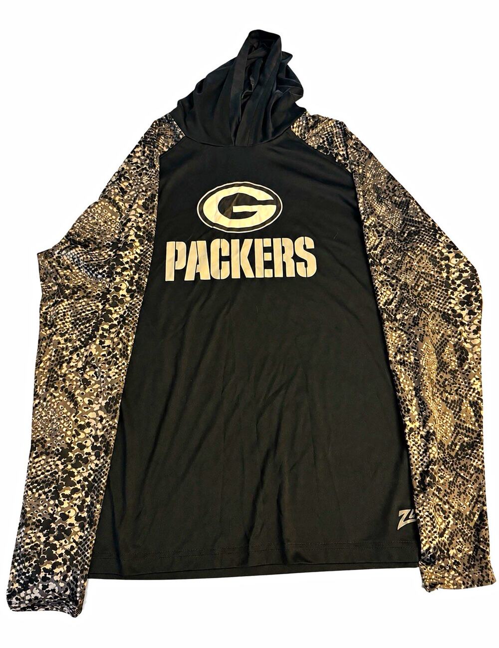Zubaz Green Bay Packers NFL Hoodie Black Camo Sleeves Officially Licensed